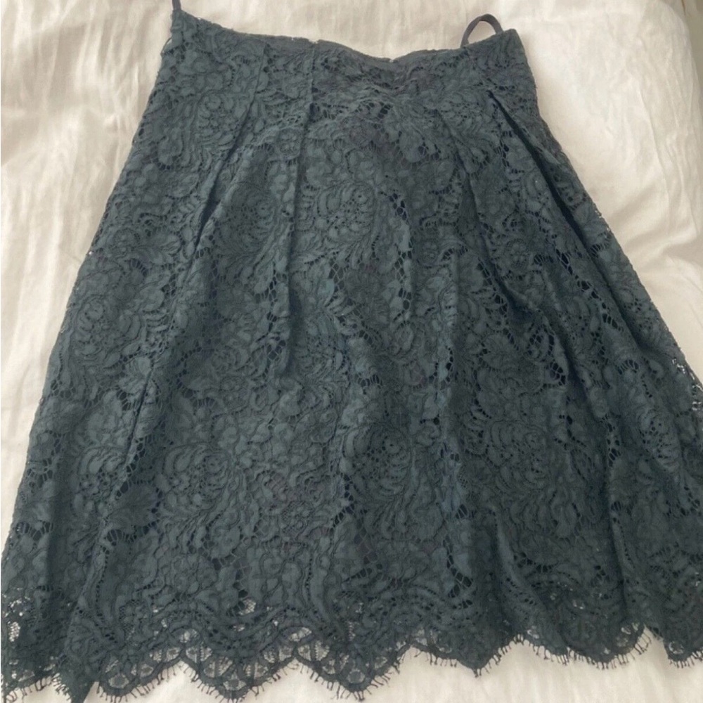 Burberry Dark Teal Lace Skater Skirt